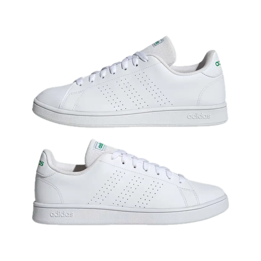 Tenis Adidas Advantage Base Court Blanco con Verde